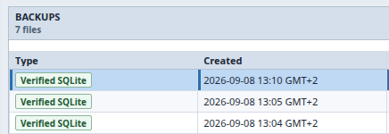 Verified SQLite snapshot in Backup Explorer